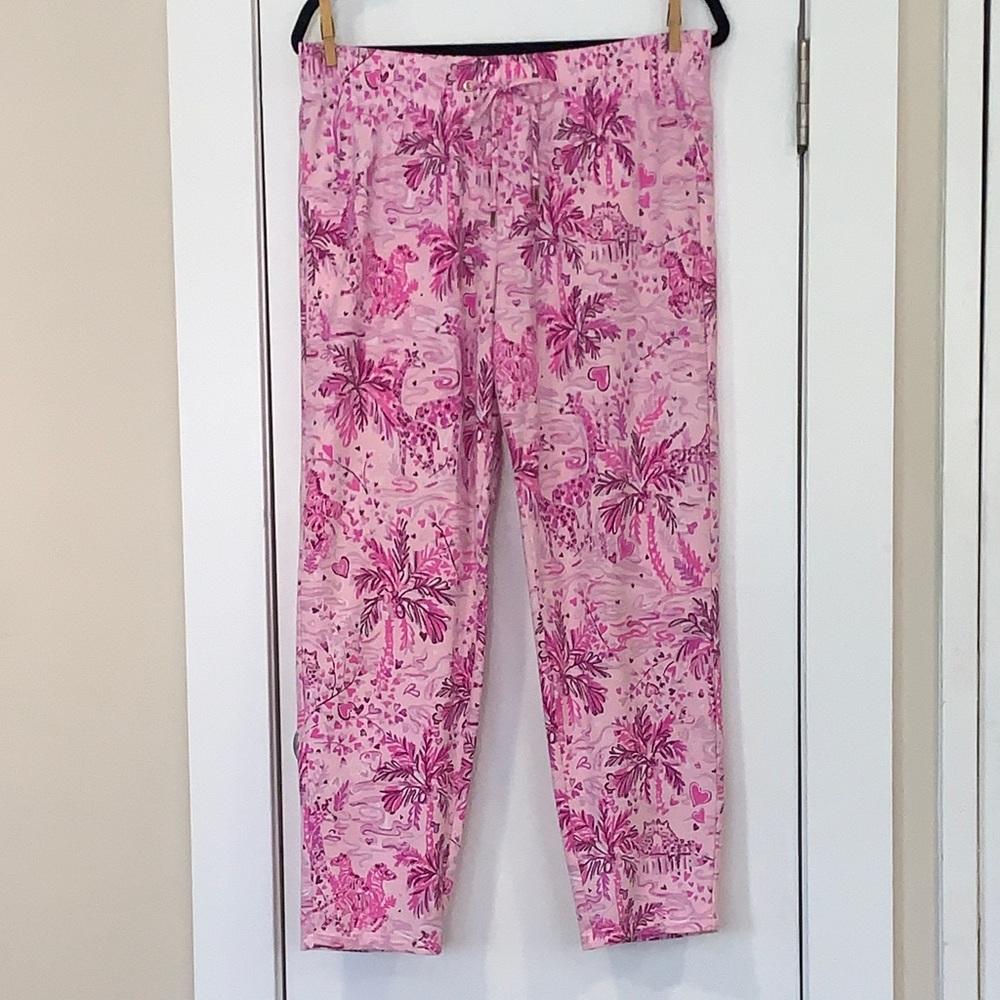 Lilly Pulitzer Emora Knit Pants Pink Blossom Wild About You Size L
